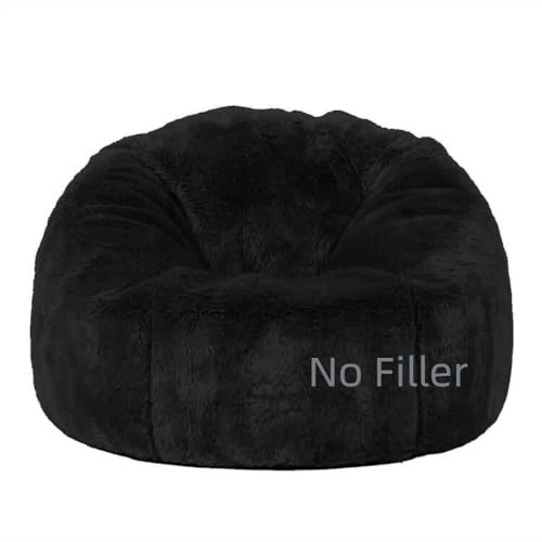 SXBCyan Poltrona Sacco Adulti Bambini (Senza Imbottitura), Fodera per Pouf da 2,3-5 Piedi Sedie a Sacco in Pelliccia Soffice Pouf Poltrona Relax Lounge Futon Puff(Black,4ft-D120cm-cover)