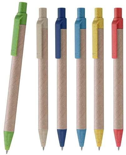 Hole Gadget ® | Penne Personalizzate Ecologiche In Cartone Riciclato e Paglia di Frumento Ideali come Gadget Personalizzati Promozionali per Aziende ed Omaggio a Clienti, Matrimonio o Compleanno (500)