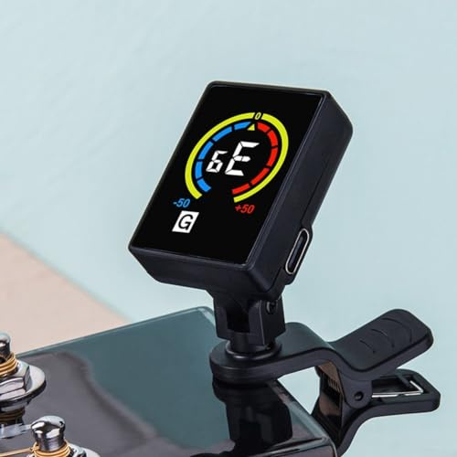 DAZZLEEX Accordeur de guitare à clipser - Écran couleur - Chargement USB - Accordeur de guitare pour guitare électrique acoustique, basse, mandoline