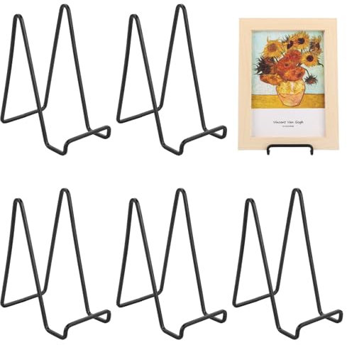 MUXHEL 6er-Set 6 Zoll Staffelei Aufsteller Teller Ständer Metall, 15 x 12.5 x 7.5cm Tellerständer, Schwarz Metall Tellerständer Tellerhalter, Eisen Staffelei fuer Teller, Display Ständer
