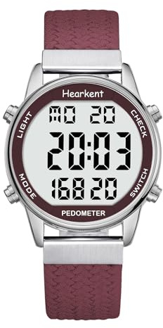 Hearkent Montre podomètre pour femme, avec compteur de calories, non Bluetooth, étanche à 30 m, grand écran LCD pour la marche et les activités quotidiennes