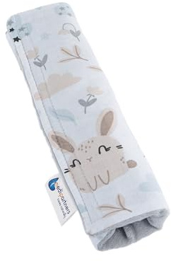 Medi Partners Protège Ceinture Enfant Coussin de Sécurité Voiture Protege Kids 17x22cm 100% Coton Minky Cover Securite Auto Poussette pour Bebe Amovible (Glade avec Minky Gris)