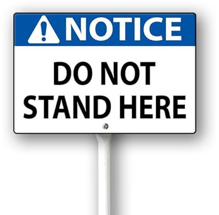 Geroclonup Hinweisschild Do Not Stand Here mit Pfahl, 30,5 x 20,3 cm, rostfreies Aluminiumschild für den Außenbereich, für Hof, Garten, Rasen, Straße, Outdoor