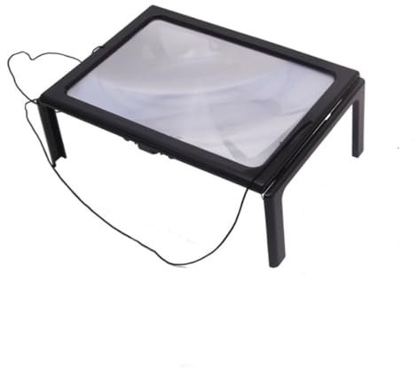 3x Full Page Magnifying Glass For Reading, Neck Cord 4 Retractable Feet Magnifier for Seniors Low Vision, Pack of 1, Black