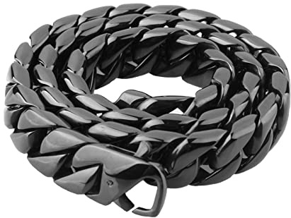 Tolldek Edelstahlketten für Männer 60cm, Panzerkette Herren Schwarz Edelstahl Halskette Ohne Anhänger Breit 15MM, Freundschaftsketten Hip Hop