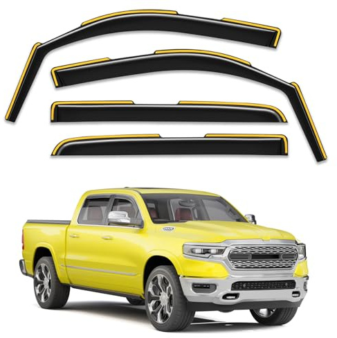 Deejecsun In-Channel Fenster-Regenschutz für Dodge RAM 1500 2019-2026 CrewCab