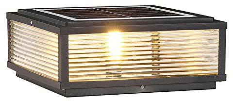DONGDAWAN Post Light Outdoor Cast Aluminum Bollard Light Contemporary Simple Post Cap Lamp E27 Socket Path Column Lamp with Clear Glass Panes Waterproof Column Headlight Fence Pillar Lamp
