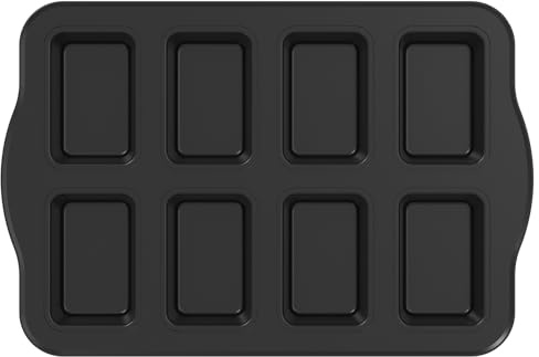 VAVPUP 8 Cavity Carbon Steel Mini Loaf Pan,Nonstick Mini Brownie Pan,Mini Loaf Tin Cake Tray,Multifunctional Mini Bread Loaf Pan for Gathering Party Daily Baking 36 * 24 * 3.5cm (Black)