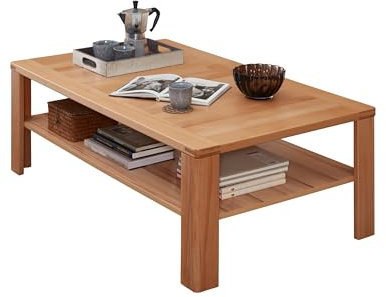 möbelando Couchtisch >Nature One< in Kernbuche Teil-massiv FSC-Zertifiziert - Hochwertiger Sofatisch mit Ablage für Ihren Wohnbereich - 120 x 40 x 70 cm (B/H/T)