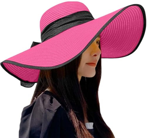 Generisch Roter Hut Sonnenhüte Für Damen Sommerhut Elegant Strohhut Sommer Strandhut Mit Breiter Krempe Urlaub Sonnenhut Sun Beach Hat Women Sonnenschutzhut Für Frauen Outdoor Sonnenschild