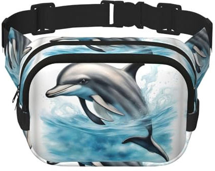 Ocean Delphin Gürteltasche für Damen und Herren, modische Hüfttaschen für Workout, Laufen, Reisen, Wandern, Schwarz , Einheitsgröße