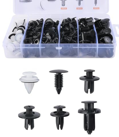 Flaconi 140PCS Clips de Fixation Voiture,Rivet Plastique,Pieces Auto,6 Types Différents de Pinces de Garniture de Porte,Ensemble de Montage en Plastique de Voiture,Convient aux Portières,Pare-chocs