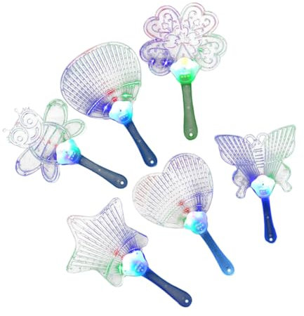 ibasenice Luminous Led Neon Accessories Plastic Boys and Girls Hand Fans Festival Light up Accessories 6 Different Patterns