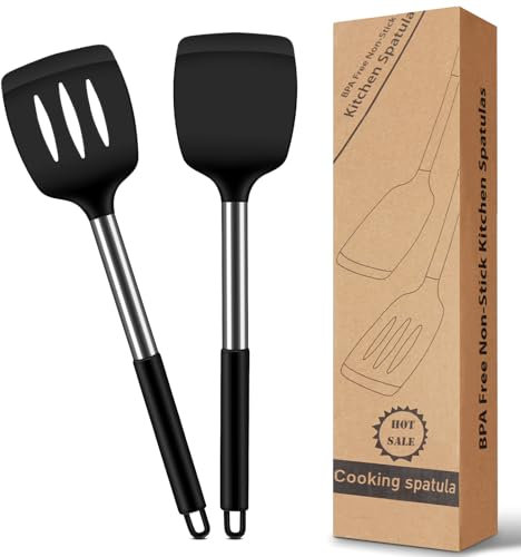 Espátulas de Silicona para Cocina, Utensilios de Cocina-Lengua y Pinza Antiadherente Antirrayas, Resistente al Calor 220°Cpara Hornear, Parrilla y Freír