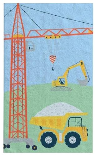 damaloo Kinderhandtuch 30x50 cm aus Baumwolle – Gästehandtuch mit Baustellen-Motiv – Kleines Handtuch für Jungen & Mädchen – Händetuch oder Waschlappen für Kinder