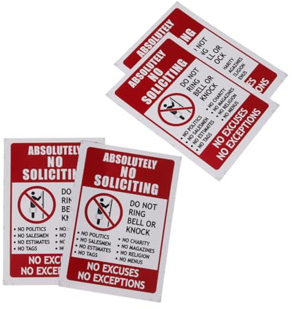 CIYODO Panneau Démarchage Interdit en Pvc Adhésif Étanche Interdiction Autocollant 4pcs Signalisation Claire pour Portes et Écoles