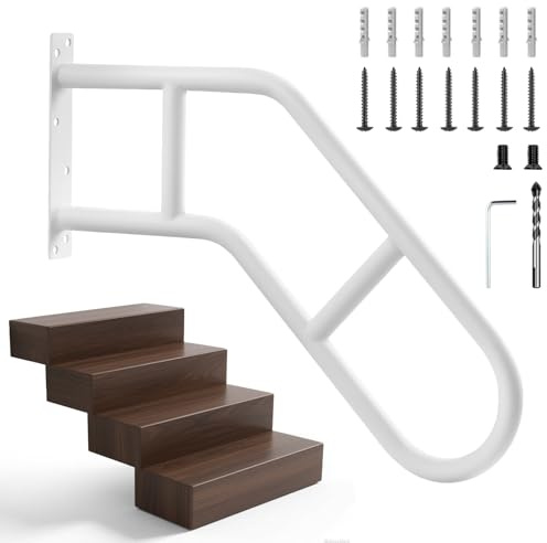 Opaltool Treppe Handläufe, Edelstahl Treppengeländer Handlauf mit Beschlägen für 1-3 Stufen, Hochbelastbare Haltegriffe für ältere Menschen für Garage Veranda Garten