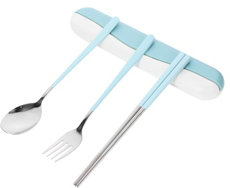 Toddmomy Ensemble de Couverts Portables Ustensiles Solide et Compatibles Lave-vaisselle 3 Pièces en Acier Inoxydable Étui de Rangement pour Pique-niques et Voyage