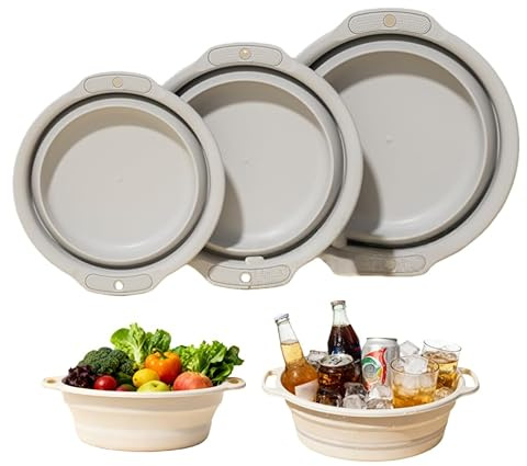 Bassine Pliable, Bassine Retractable​ 3-teiliges Set - Faltbare Waschschalen für ​Camping, Garten, Küche & Badezimmer in 3 Größen (S, M, L)