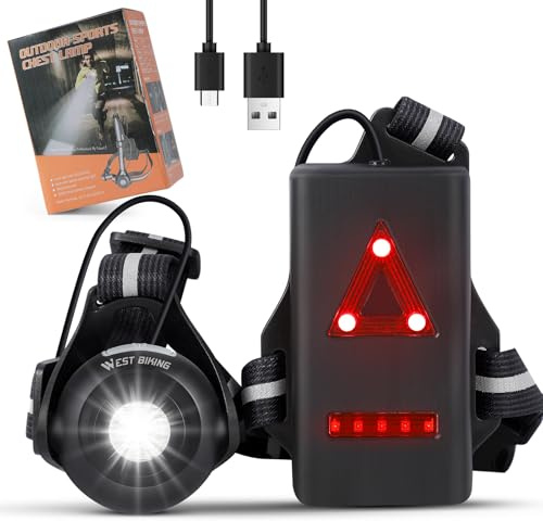 LuTuo Running Light Lamp, USB Rechargeable LED Body Torch, Bright Waterproof Comfortable High Visibility Flashlight with Taillight for Night Runners Jogging Dog Walking Camping (Deep black1)