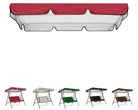 SMELEDFCFK Ersatzbezug Dach Für Hollywoodschaukel, 2/3 Sitzer Ersatzdach Für Hollywoodschaukel, Wasserdicht Gartenschaukel Bezug Für Hollywoodschaukel/Hängematte(Red,77x49in/195x125cm)