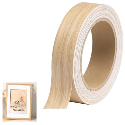 18mm x 10m Beech Wood Self-Adhesive Furniture Edging Strip, Peel and Stick Edge Banding Tape for Furniture Repair and Cabinet Restoration, No Ironing Veneer Edge Trim for Tables and Worktops