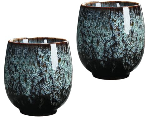 Toyvian 2 piezas Tazas de Cerámica para Té Kung Fu sin Asa Diseño Delicado y Tradicional para Infusiones para Reuniones y Uso Diario