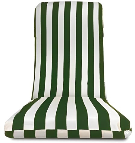 MORE FREE-Cojín Tumbona Colchón Tumbona Acolchada Classic Texturas Colchóneta para Tumbona Exterior Funda de Loneta con Cremallera Lavable Cojín Acolchado de Fibra (Verde, Pack 2 【120x50x7cm】)
