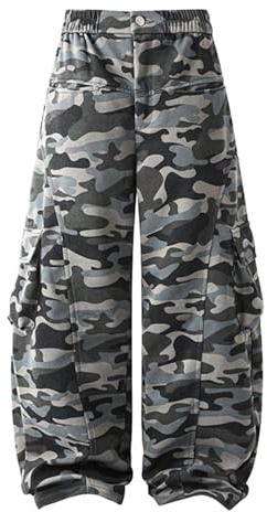 Pantalon cargo décontracté pour homme - Pantalon camouflage vintage - Pantalon de survêtement streetwear élégant - Pantalon militaire baggy - Pantalon de travail tactique avec plusieurs poches