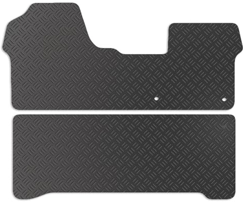 Carsio Rubber Van/Cab Mats For Peugeot Expert Crew Cab Van 2016+ Onwards Tailored Fit Floor Mat Set Complete Accessory Black Custom Fitted - All Weather & Heavy Duty, Anti-Slip Backing with Clips