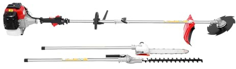 LKHDONG Desbrozadora de gasolina de 52 cc, 2 tiempos, cortasetos, cortasetos, cortacésped, con 7 accesorios, podadora, sierra de podar, multifunción para malas hierbas, arbustos, hierba