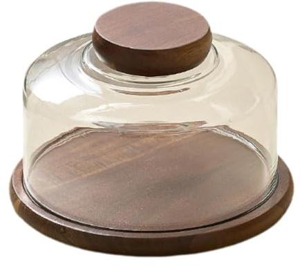 Bvdfgk Alzata per Torte con Coperchio a Cupola, Base in Legno. per L'uso in, Chiaro