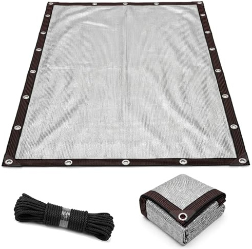 Rete Ombreggiante Professionale 99% Alluminio, Telo Riflettente Parasole con Occhielli, Protezione Termica per Auto, Cani e Piante, Ideale per Campeggio e Giardino((1.5x7) m)