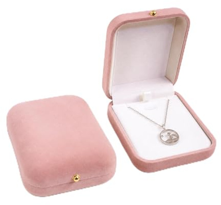 UZYXC 2 Stück Schmuck Geschenkbox – Samt Schmuckschachtel Rosa, Klein Für Halskette, Ringe & Ohrringe, Ideal Für Heiratsantrag, Hochzeit, Geburtstag & Valentinstag, Elegant
