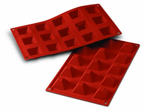silikomart | SF008 Silikonform für PYRAMID Monoportionen, antihaftbeschichtet, 15 Hohlräume, 1er Pack Kuchenform, 36 x 36 h 22 mm, Made in Italy