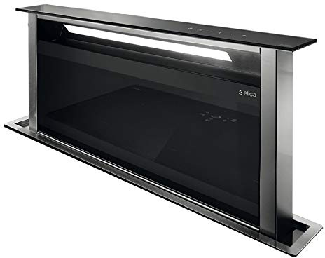 Elica Adagio BL/F/90 Aspiration vers le bas Noir, Acier inoxydable 580m³/h - Hottes (580 m³/h, recirculation, 58 dB, Aspiration vers le bas, Noir, Acier inoxydable, 14 W)