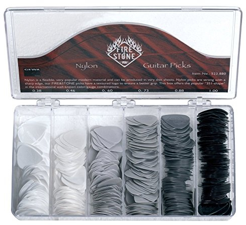 Fire 523884 Stone Plektrum/Pick Nylon, 351 Form, Relief Oberfläche, 0,73 mm, grau, 12 Stück