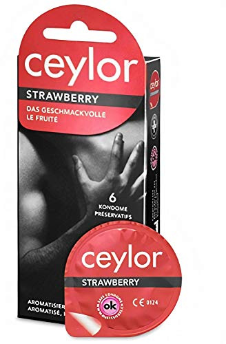 Ceylor Strawberry 6 Kondome mit Erdbeer-Gleitcreme, verpackt in der hygienischen Dösli-Verpackung