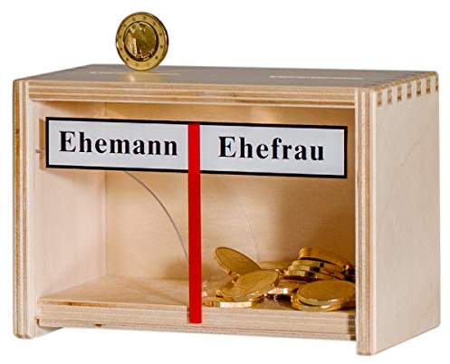 Ehespardose | Lustige Spardose Hochzeit | Hochzeitsgeschenke für das Brautpaar | Polterabend Geschenk Hochzeit Ehepaar | Hochzeitskasse Hochzeitsspardose | Geldgeschenk (Ehemann Ehefrau Braun)