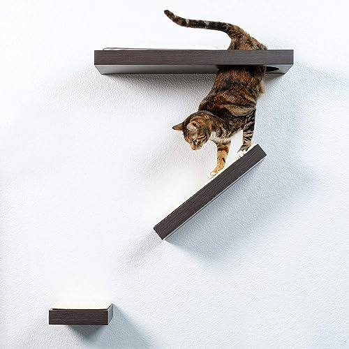PetFusion Wall Activity Shelves -set of 3 | Sisal Surfaces for Scratching and Plush Pad to Lounge, Neutral Design and Color Tones