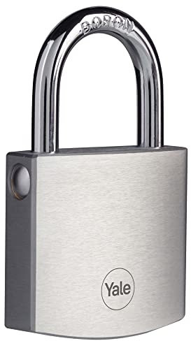 Yale Lucchetto di sicurezza Y120DB/50 50 mm ottone cromato: corpo massiccio con doppia chiusura cilindro a chiave e arco in acciaio al boro antitaglio per cancelli garage e cassette