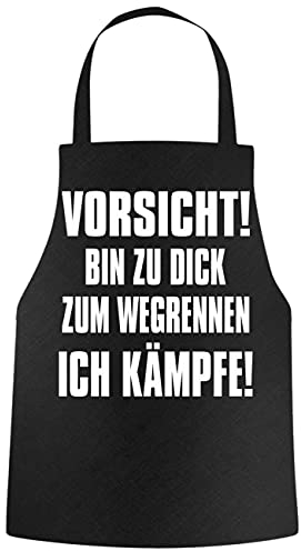 Spaß Kostet Grillschürze Sprüche Vorsicht! Bin zu dick zum wegrennen ICH KÄMPFE