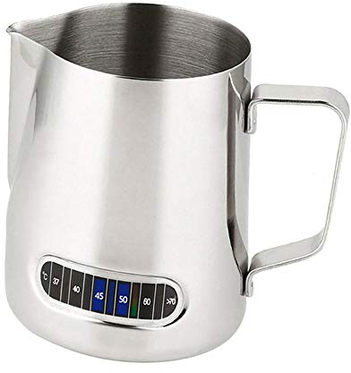 600ml Milk Jug Frothing Pitcher Stainless Steel Coffee Frothing Jug,with Thermometer, for Coffee Cappuccino Espresso Latte