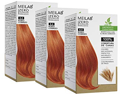 MEILAB Ammoniakfreie Haarfarbe 3er Pack – Kupfer Hellblond #8.4 – Permanente Coloration mit Pflegeeffekt & Glanz