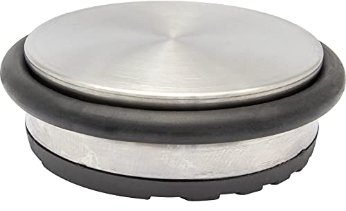 WAGNER Bodentürstopper BIG DISK COLOR STEEL - Durchmesser Ø 100 x 30 mm, Industriestahl beschichtet, thermoplastischer Gummi, Edelstahl-Optik, 750 g - 15506400