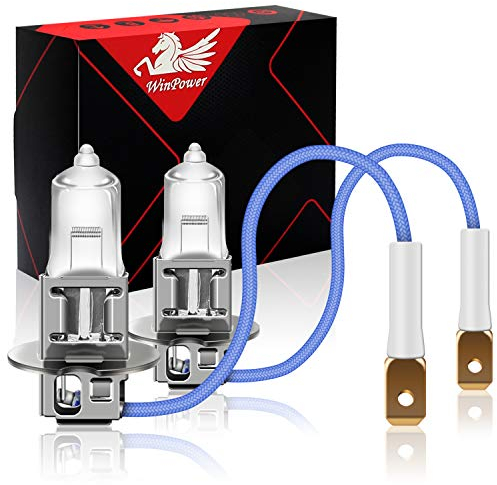 WinPower H3 55W 12V Halogènes Ampoules de phare 3000K Jaune Lampe Antibrouillard Super Lumineux, 2 pièces