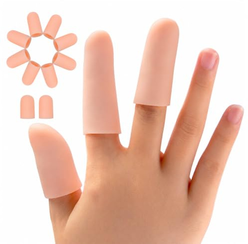 Promifun Fingerschutz, Silikon Fingerlinge, Fingerschutz bei Verletzung | 20-Pcs Fingerhülsen, für Triggerfinger, Finger-Rissbildung, Fingerarthritis, Schneidbar, 4 für Daumen&16 für andere Finger