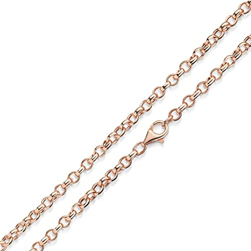 MATERIA Damenkette Rosegold ohne Anhänger - 925 Silber Erbskette 4mm vergoldet K60-60 cm