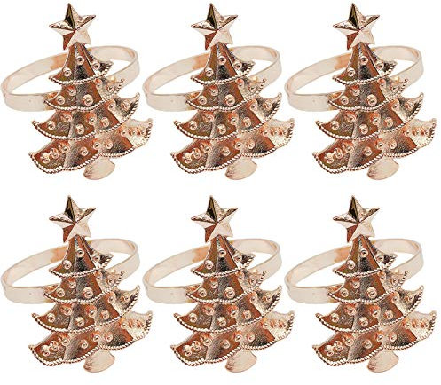 Bodhi200 Weihnachtsbaum Serviettenringe 6er Set, Zarte Serviettenringschnallen Tischdekoration Für Weihnachten, Thanksgiving, Familientreffen, Partys Dekor Gunst Roségold