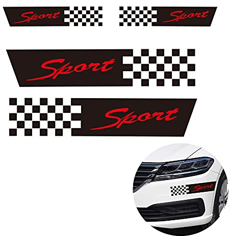 4 PCS CAR Decals Sports Style Car Front Cover Sticker Light Eyebrow Reflective Auto Decals DIY Body Vinyl Sticker Universal (Black)